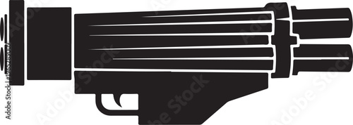 Black, futuristic, sci-fi, blaster, gun, icon, vector graphic