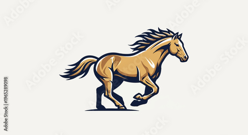 Dynamic illustration of a tan horse in full gallop with dark mane