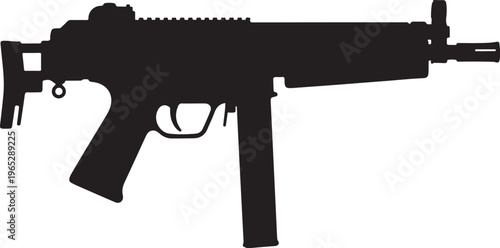 Rifle, assault rifle, gun, firearm, silhouette, black, vector, illustration, 1 element