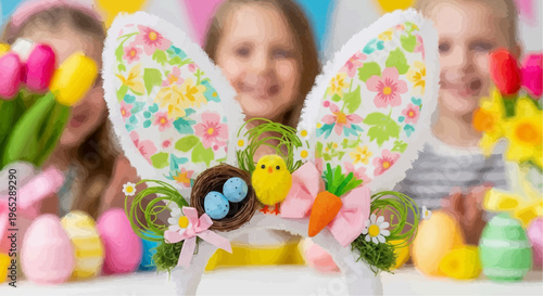 easter bunny with eggs Easter Bunny Ears Headband Set Cute Rabbit Accessories Spring Festival Party Decorations Holiday Costume Props