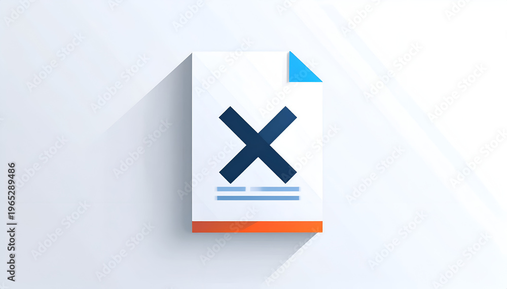 Obraz premium Document showing incorrect selection in form with flat design and bright color scheme