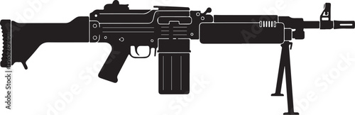 Rifle, assault rifle, machine gun, black, vector, gun, firearm, illustration, military, weapon