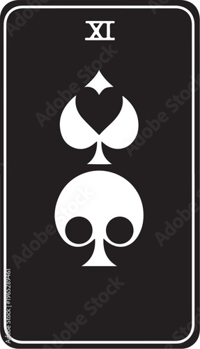 Spade, playing card, poker suit, black, white, XI, card game