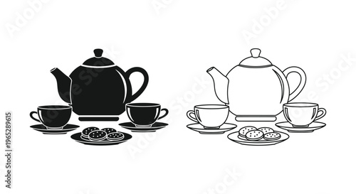 Tea time silhouette illustration Vector