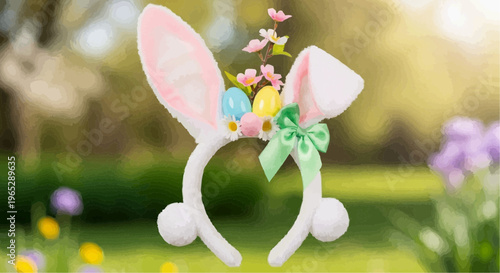 spring flowers in the grass Easter Bunny Ears Headband Set Cute Rabbit Accessories Spring Festival Party Decorations Holiday Costume Props