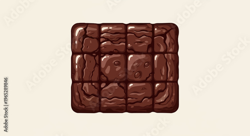 Pixel art illustration of a rich, dark chocolate brownie cut into squares