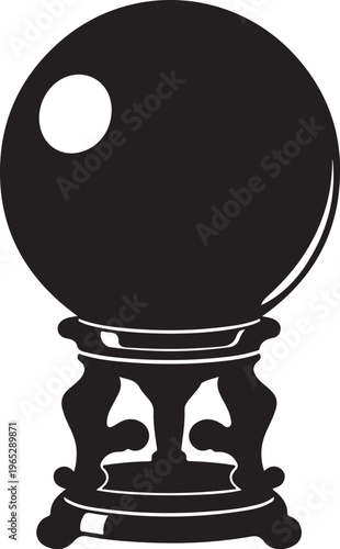 Crystal ball, magic orb, fortune telling, black silhouette, mystic sphere