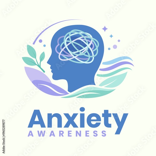 World anxiety awareness day typography vector, Minimalist world mental health awareness day typography, Inspirational anxiety support day vector design