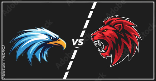 Stylized eagle and lion heads facing off with "VS" in between