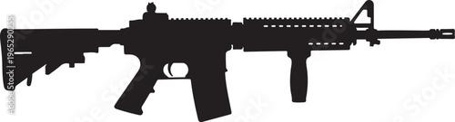 Rifle, assault rifle, gun, firearm, silhouette, black, vector, illustration,  military, weapon