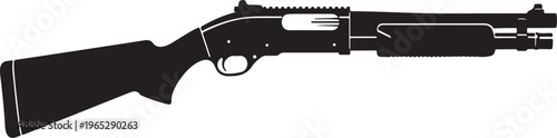 Rifle, shotgun, assault rifle, black silhouette, vector illustration, gun, firearm, weapon, military, hunting