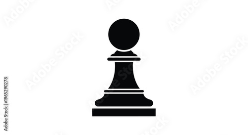 A stark minimalist depiction of a black chess pawn stands prominently against a clean white background high quality professional detailed modern