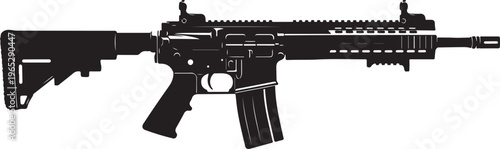 Black rifle, assault rifle, gun, firearm, vector illustration, modern weapon, military style