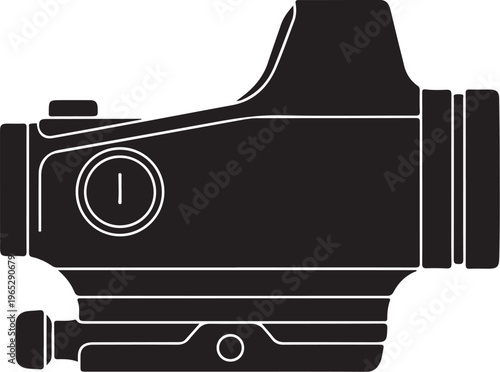 Rifle scope, gun sight, black icon, vector optics, hunting scope
