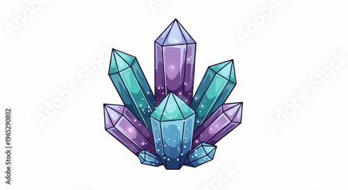 A cluster of vibrant, faceted gemstones in shades of teal and purple