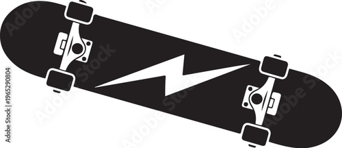 Black skateboard, electric skateboard, monochrome illustration, skateboard icon, bold design