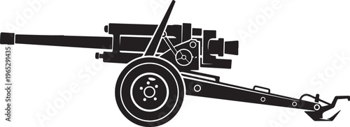 Black, monochrome cannon, antique artillery, vintage weapon, military vector icon
