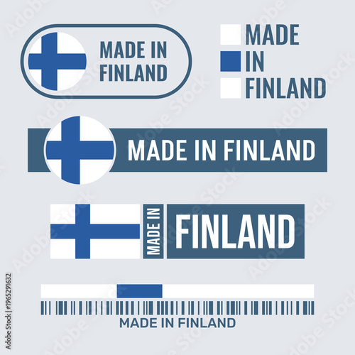 made in Finland labels set, made in Republic of Finland product icons