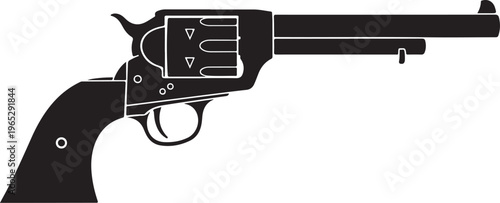 Black revolver pistol, handgun vector, gun illustration, firearm icon