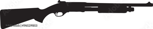 Rifle, shotgun, black silhouette, vector illustration, hunting, weapon, firearm