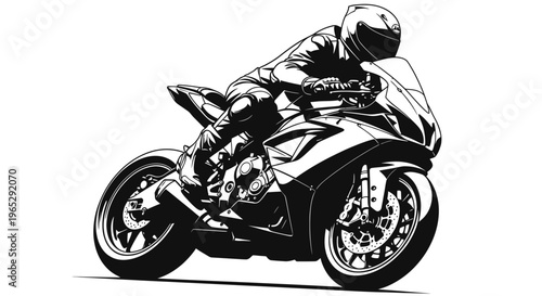 Motorcyclist Riding Sportbike, Dynamic Action Shot, Speed and Freedom Concept