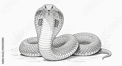 Detailed Illustration of a Cobra Snake in a Threatening Pose