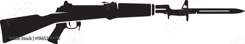 Rifle, assault rifle, gun, firearm, black silhouette, vector illustration, military weapon