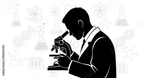 Man Looking Through a Microscope.