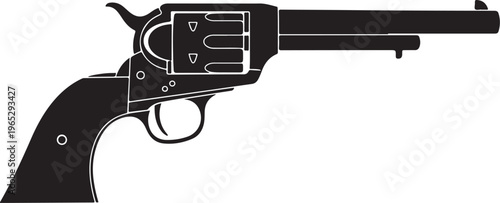 Revolver, Handgun, Gun, Firearm, Black, Vector, Icon, Illustration, Weapon