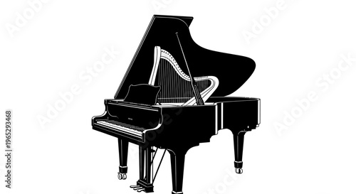 Black Grand Piano Instrument Music.