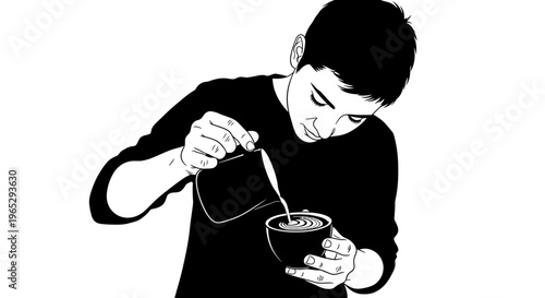 Young man eating a bowl cereal.