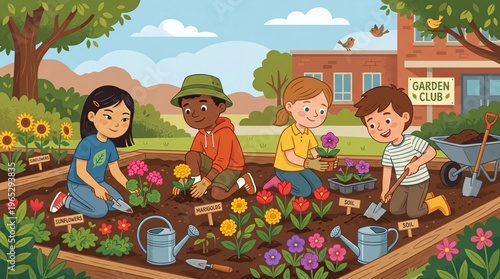 Children Gardening for School Club Activity
