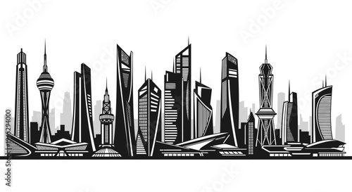 City Skyline with Modern Skyscrapers.