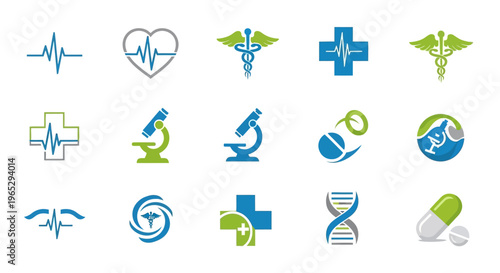 Collection of Medical and Healthcare Icons and Symbols.