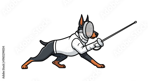 Doberman Pinscher Fencer Ready for Duel.