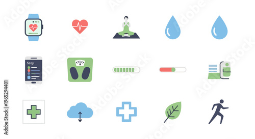 Health and Wellness Icons Collection for Digital Platforms.