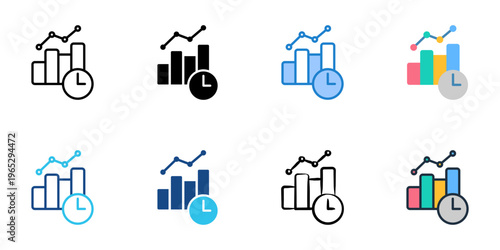 Real time dashboard icons set multiple style collection. Editable stroke 
