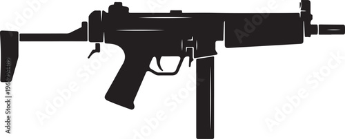 Rifle, assault rifle, gun, firearm, black silhouette, vector illustration, weapon, military, combat