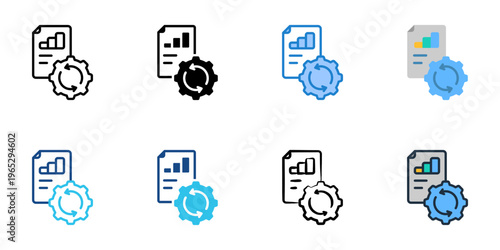 Auto reporting icons set multiple style collection. Editable stroke 
