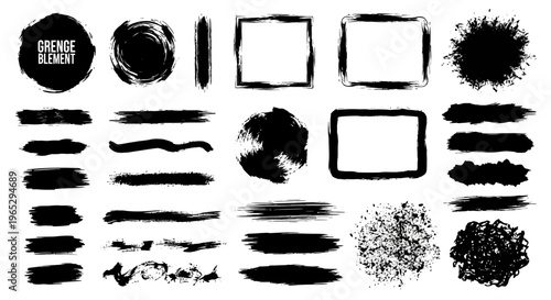Black Brush Strokes and Shapes Collection.