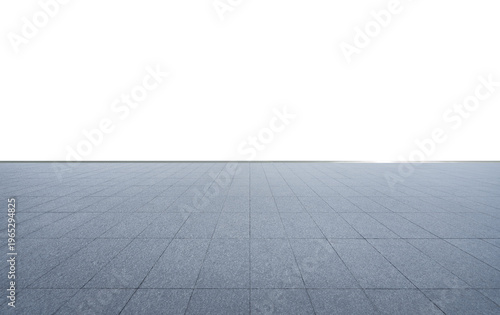 Empty urban square with grid paving and transparent background