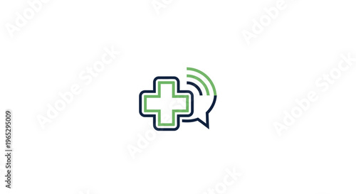Medical Health Cross Symbol with Communication Icon.
