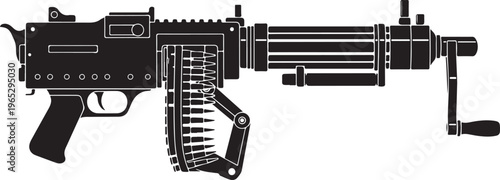 Black assault rifle, gun vector icon, military firearm, weapon illustration