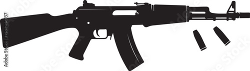 Black silhouette rifle, assault weapon, gun icon, vector illustration