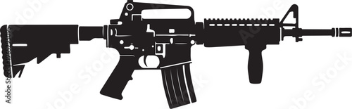 Rifle, assault rifle, machine gun, black, vector, illustration, firearm, weapon, military, monochrome