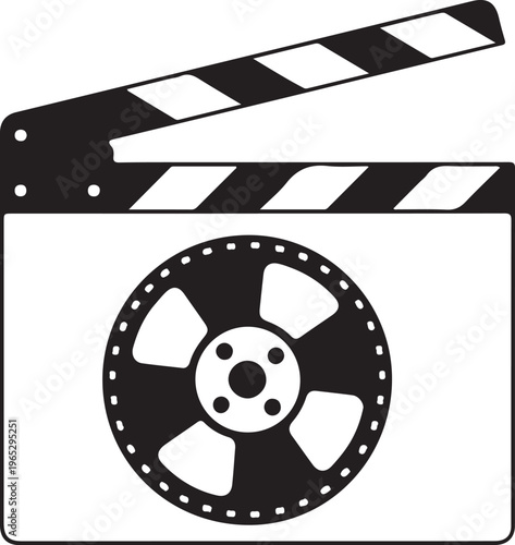 Film clapper board, movie clapboard, cinema clip, video production slate