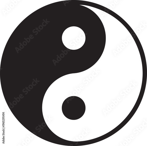 Yin Yang symbol, black and white icon, ancient chinese philosophy, balance emblem