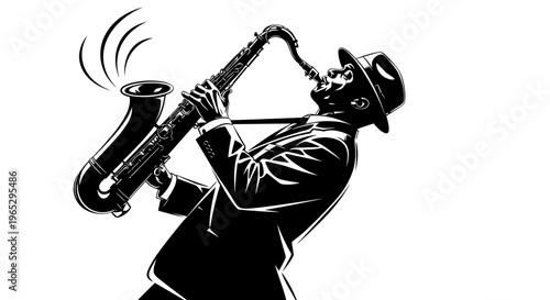 Man playing a saxophone instrument music.