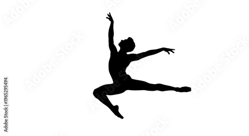 Silhouette of a dancer jumping high.