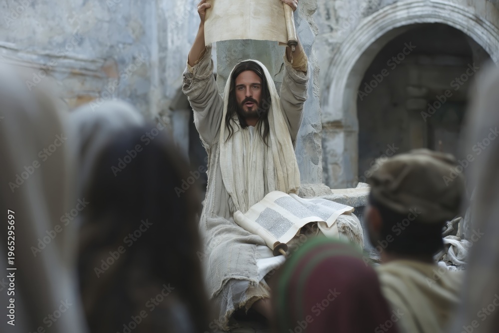 Fototapeta premium Religious leader giving sermon in front of his followers